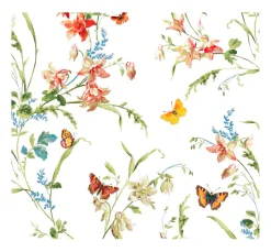 Baumwoll-Stoff "Blumenwiese mit Schmetterlingen"