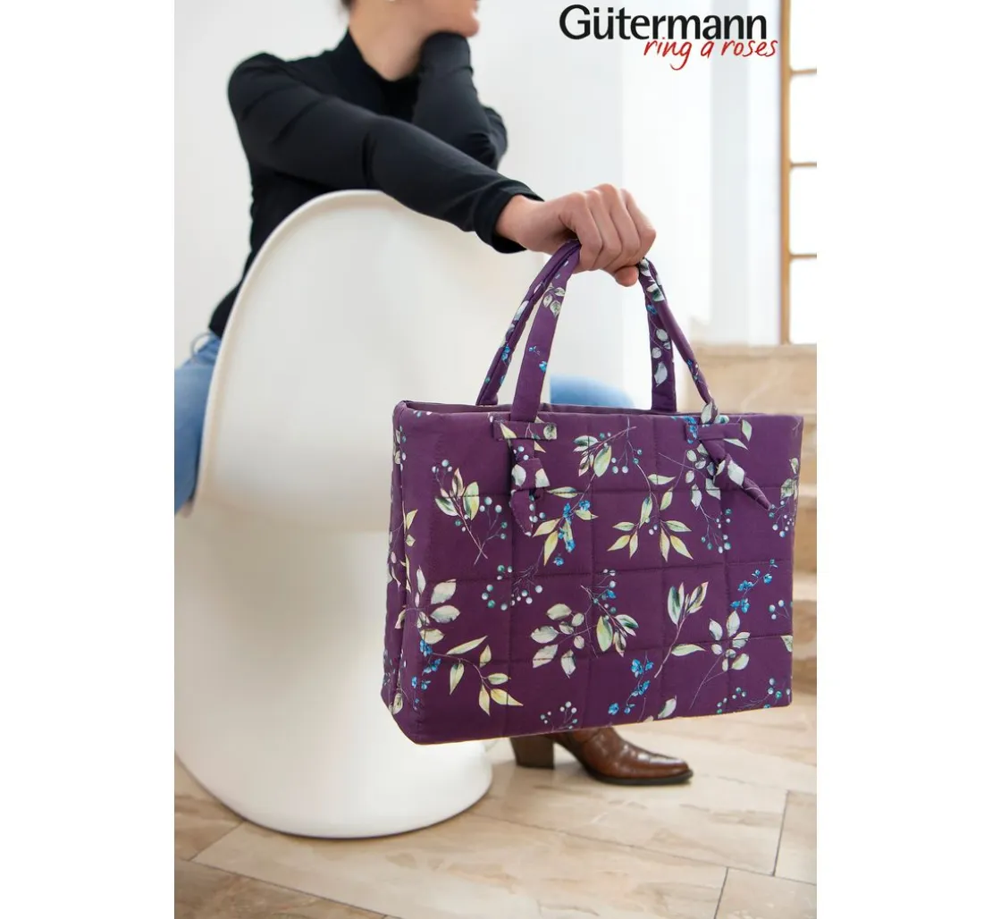 Baumwoll-Stoff "Brilliant" Zweige-Aubergine