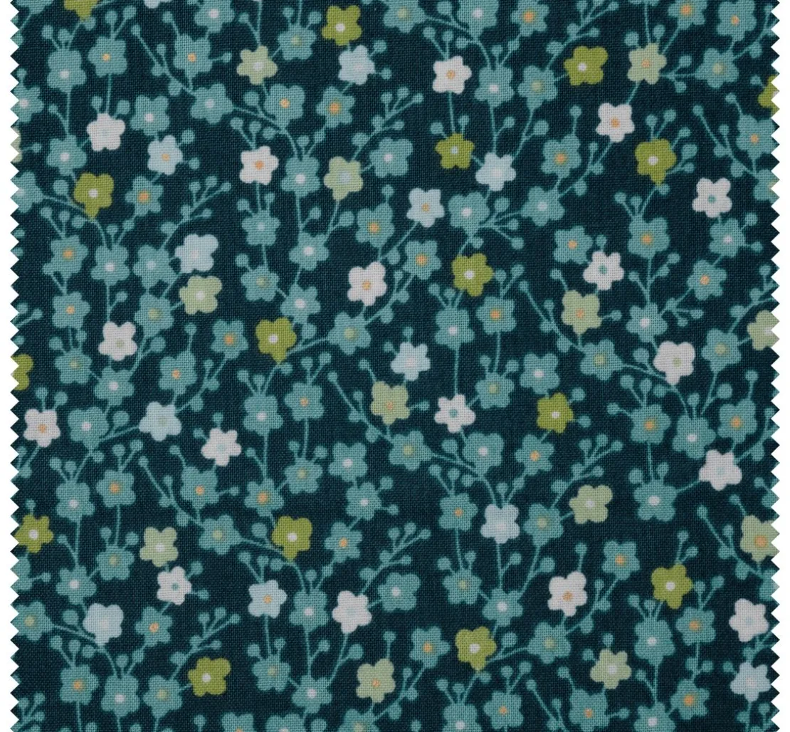 Baumwoll-Stoff Michiko mit Golddruck "Kirschblüten"