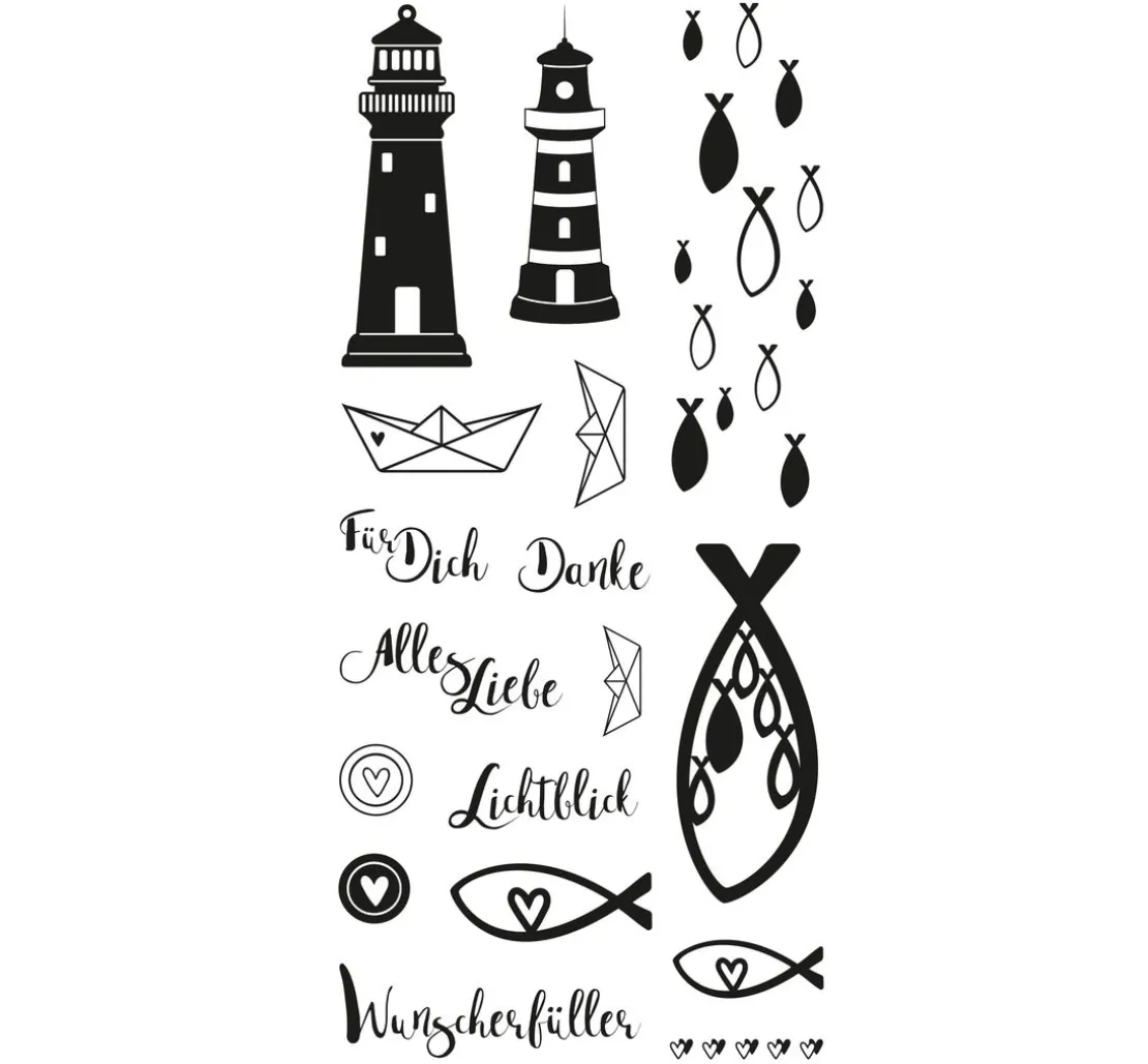 Clear Stamps "Leuchtturm, Fische & Co"