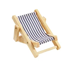 Deko-Liegestuhl aus Holz, blau/weiß