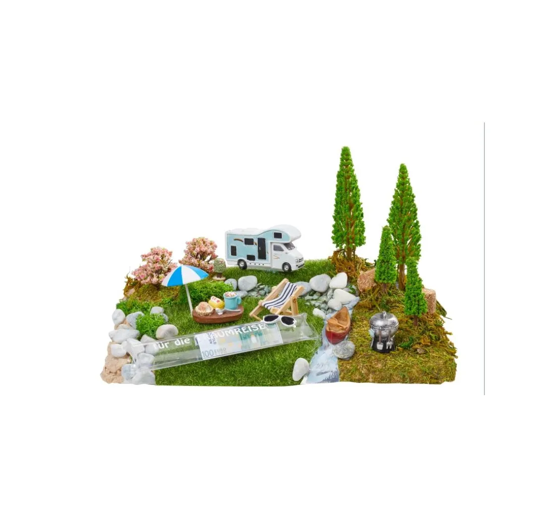 Deko-Liegestuhl aus Holz, blau/weiß