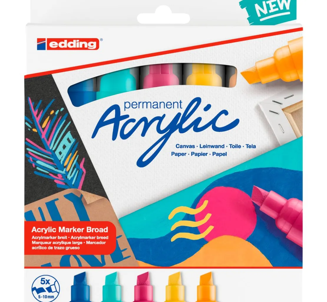 edding 5000 Acrylic "Acrylmarker - Abstrakt", Breit, 5er-Set