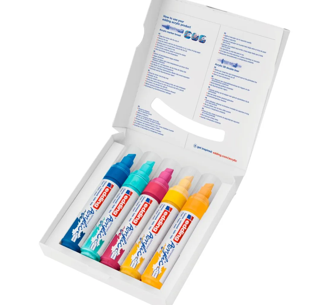 edding 5000 Acrylic "Acrylmarker - Abstrakt", Breit, 5er-Set