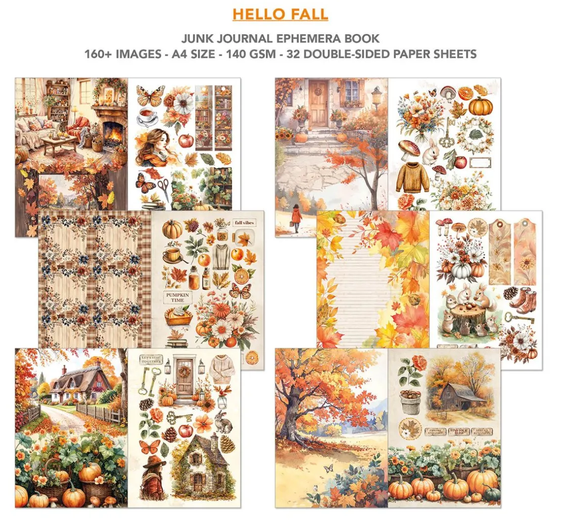 Junk Journal & Ephemera Book "Hello Fall"