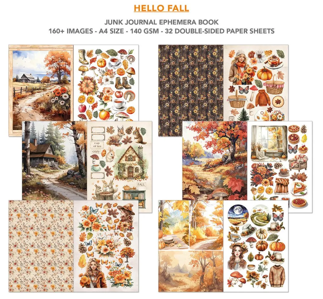 Junk Journal & Ephemera Book "Hello Fall"