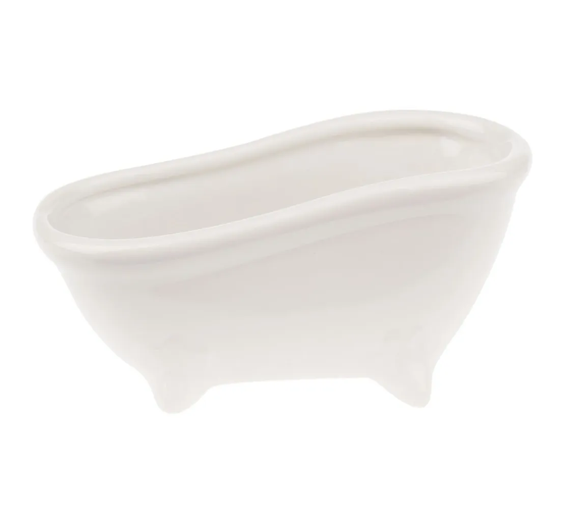 Keramik-Seifenschale "Badewanne", 15x7x7,2cm, weiß glänzend