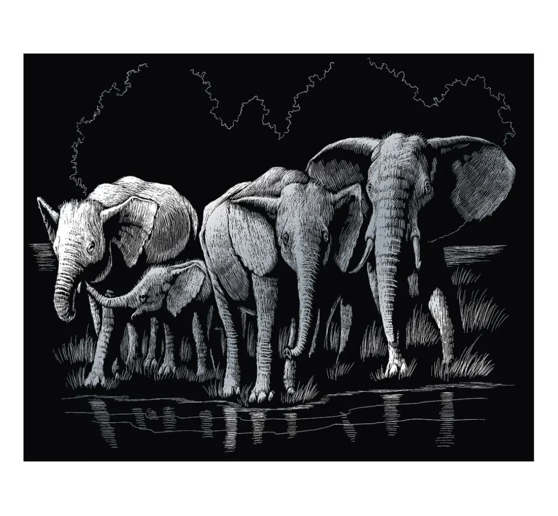 Kratzbild "Elefanten"