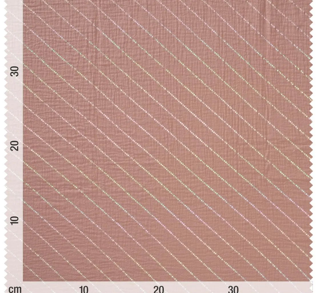 Krinkel-Musselin Baumwoll-Stoff mit Hot-Foil Effekt "Streifen"