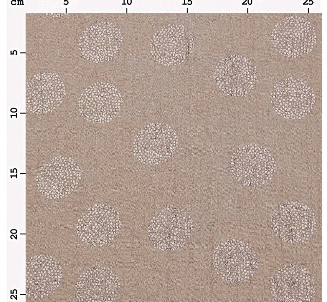 Krinkel-Musselin Baumwoll-Stoff mit Metallic-Effekt "Sakura Blossom Taupe"