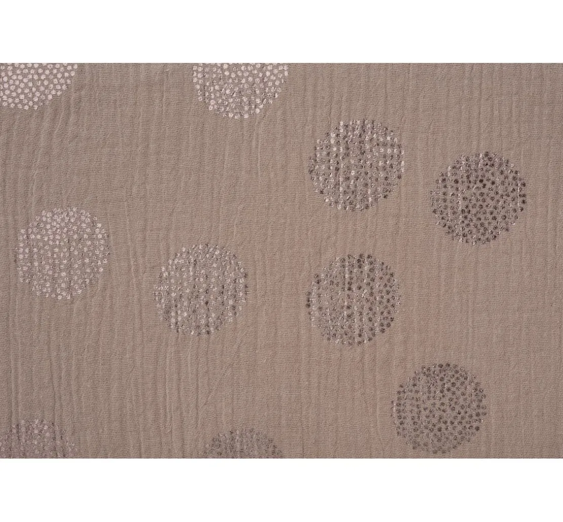 Krinkel-Musselin Baumwoll-Stoff mit Metallic-Effekt "Sakura Blossom Taupe"