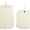 LED-Echtwachskerze "Gerillt", 2er Set, mit Timer 6/18 Std.