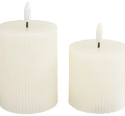 LED-Echtwachskerze "Gerillt", 2er Set, mit Timer 6/18 Std.
