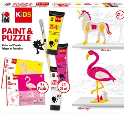 Marabu KiDS Little Artist Paint & Puzzle "Flamingo & Einhorn"