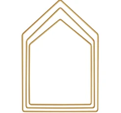 Metallring "Haus", 3er-Set, Goldfarben