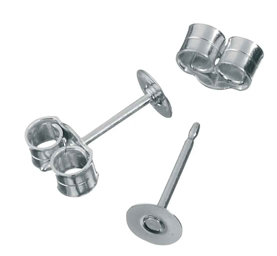 Ohrstecker mit Platte, 925er Sterling-Silber, 2 Stück
