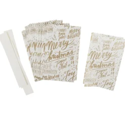 Papiertüten Sterne-Set "Merry Christmas", klein, Weiß