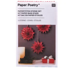Papiertüten Sterne-Set "Merry Christmas", klein, Rot