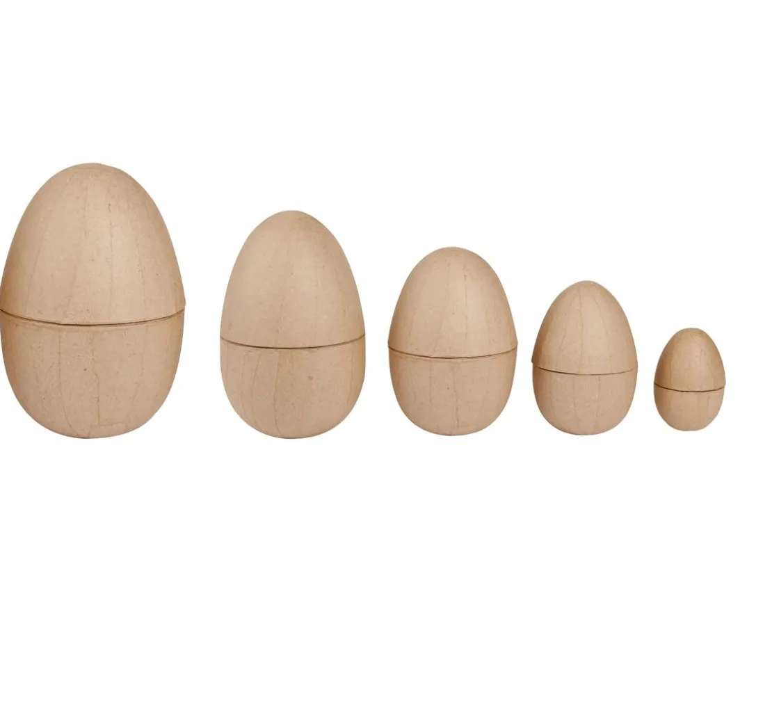 Pappmaché-Eier, teilbar, 5-er Set