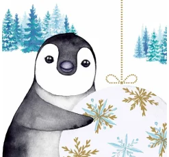 Serviette "Pinguin im Winter"