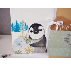 Serviette "Pinguin im Winter"