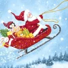 Serviette "Schlittenfahrt mit Santa"