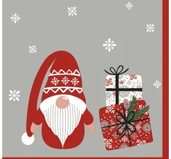Serviette "Wichtel mit Geschenken"