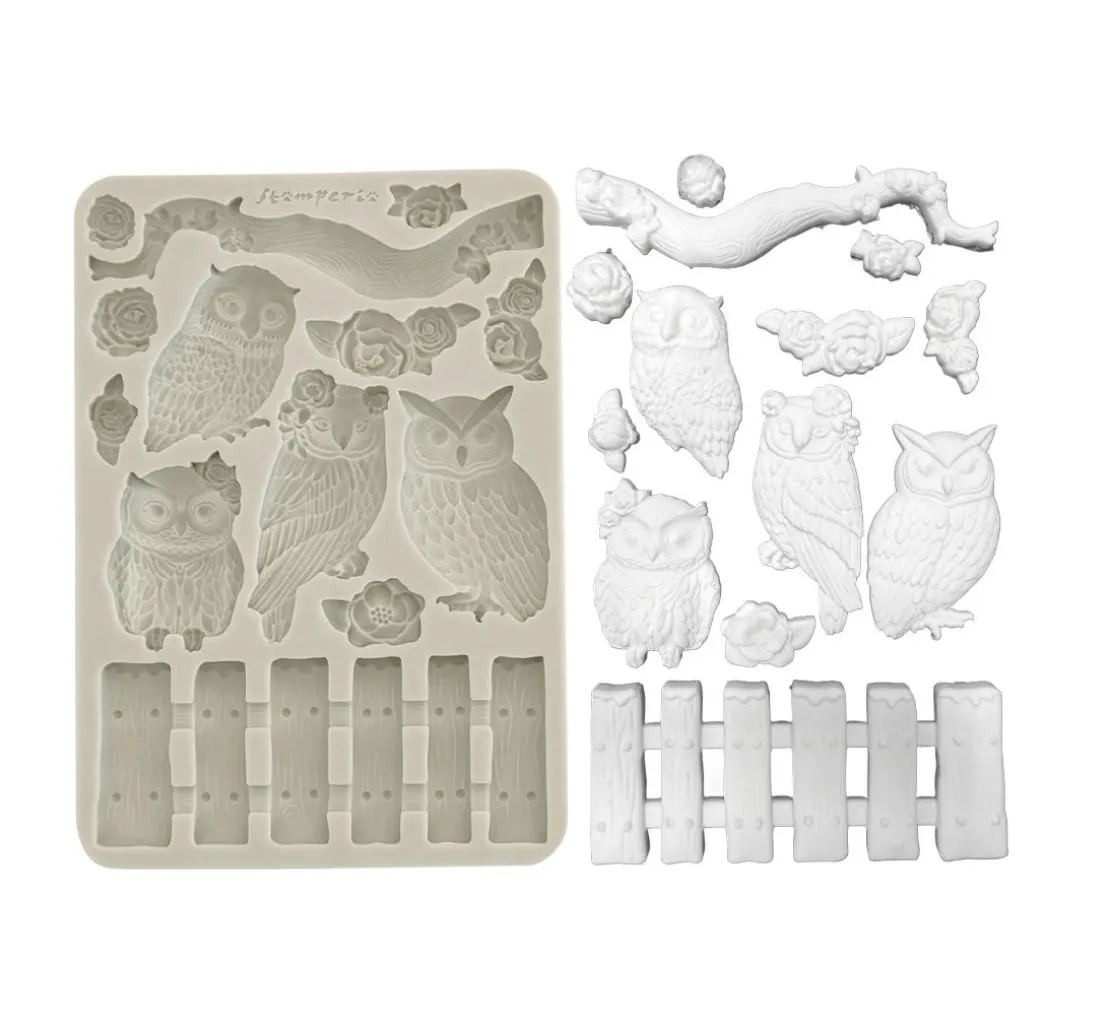 Silikonform A5 "The Owl's House - Owls and Branch"