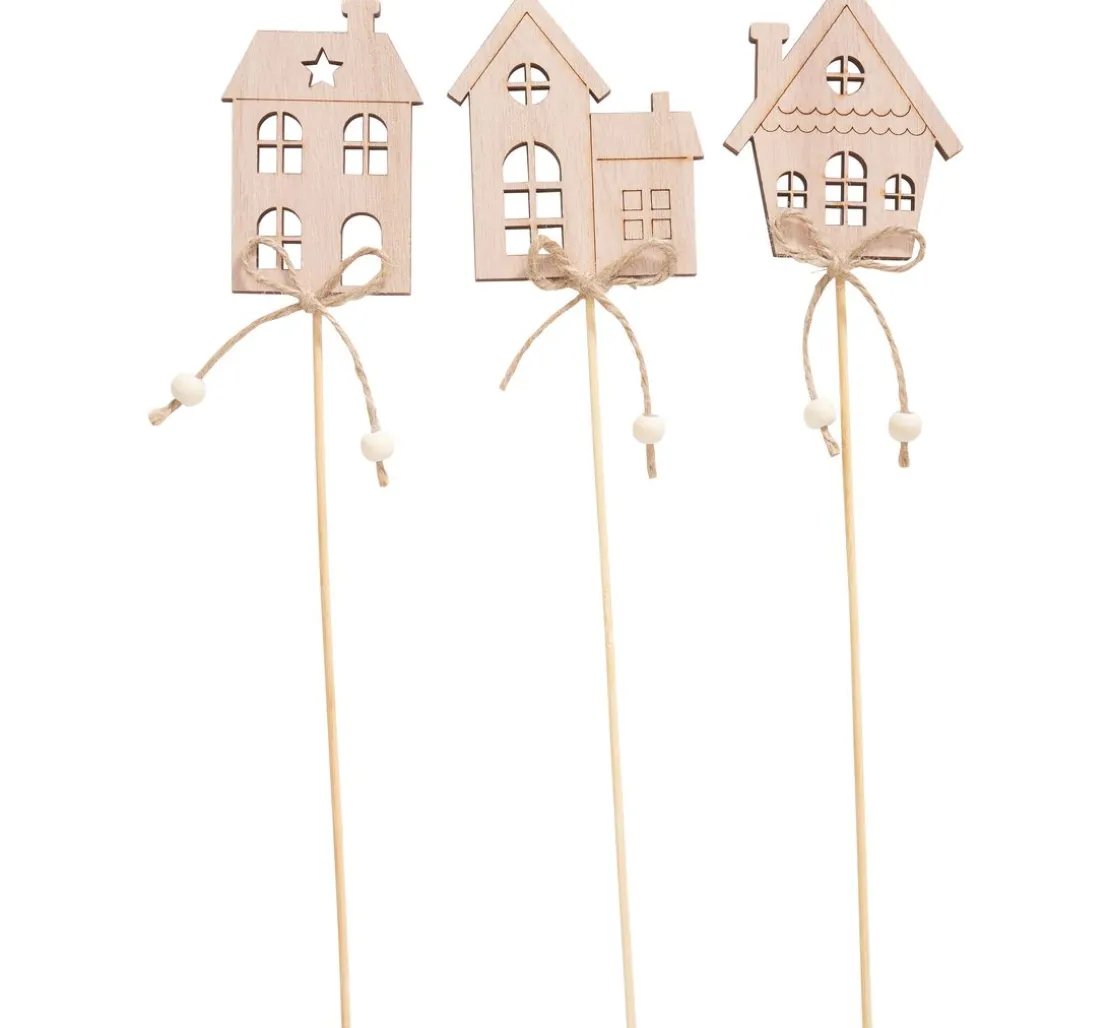 VBS Holz-Stecker "Häuser", 3-er Set