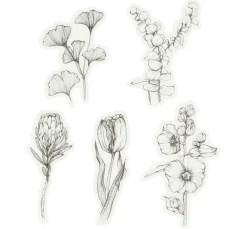 Washi Sticker "Blumen Schwarz/Weiß"